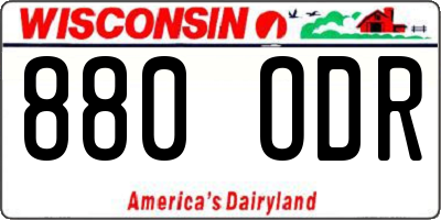 WI license plate 880ODR