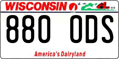 WI license plate 880ODS
