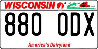WI license plate 880ODX