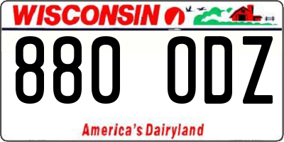 WI license plate 880ODZ