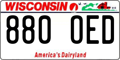 WI license plate 880OED