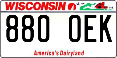 WI license plate 880OEK