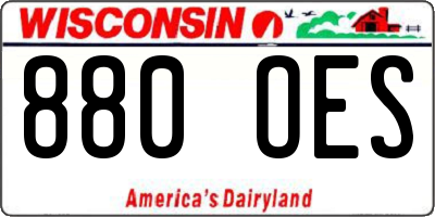 WI license plate 880OES
