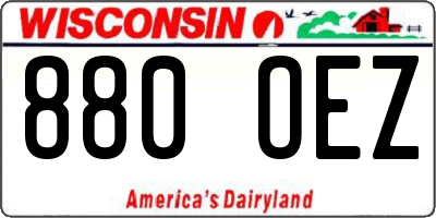 WI license plate 880OEZ