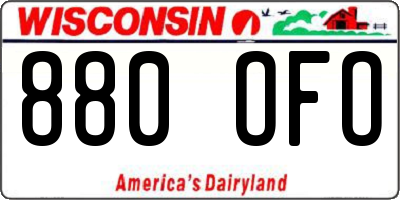 WI license plate 880OFO