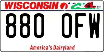 WI license plate 880OFW