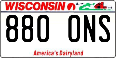 WI license plate 880ONS