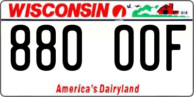 WI license plate 880OOF
