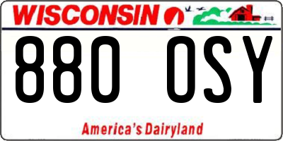 WI license plate 880OSY