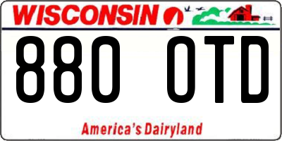 WI license plate 880OTD