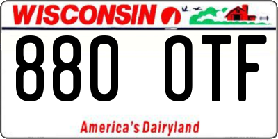 WI license plate 880OTF