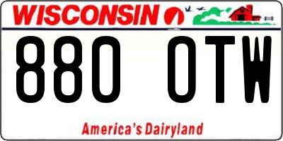 WI license plate 880OTW