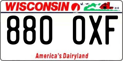 WI license plate 880OXF