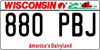 WI license plate 880PBJ