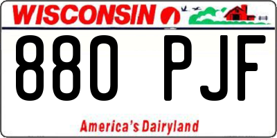 WI license plate 880PJF