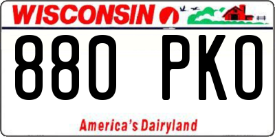 WI license plate 880PKO