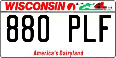 WI license plate 880PLF