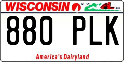 WI license plate 880PLK