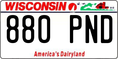 WI license plate 880PND