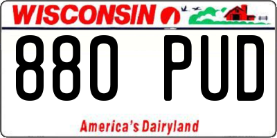 WI license plate 880PUD