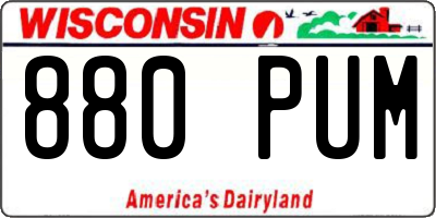 WI license plate 880PUM