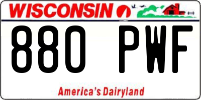WI license plate 880PWF