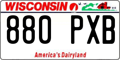 WI license plate 880PXB