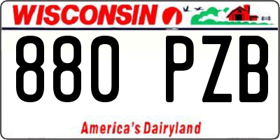 WI license plate 880PZB