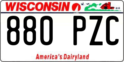 WI license plate 880PZC