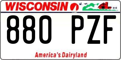 WI license plate 880PZF