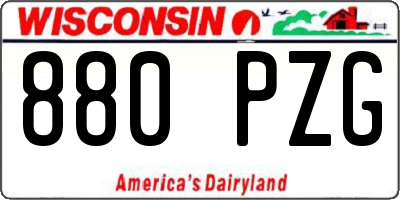 WI license plate 880PZG