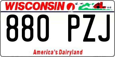 WI license plate 880PZJ