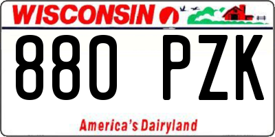 WI license plate 880PZK