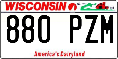 WI license plate 880PZM