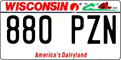 WI license plate 880PZN