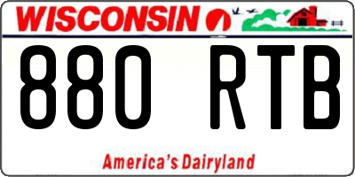 WI license plate 880RTB