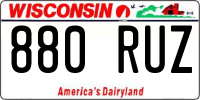 WI license plate 880RUZ