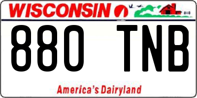 WI license plate 880TNB