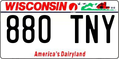 WI license plate 880TNY