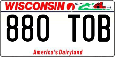 WI license plate 880TOB