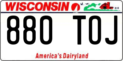 WI license plate 880TOJ