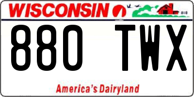 WI license plate 880TWX