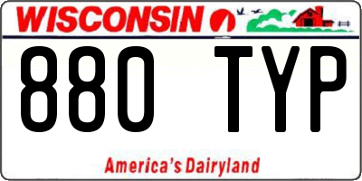 WI license plate 880TYP