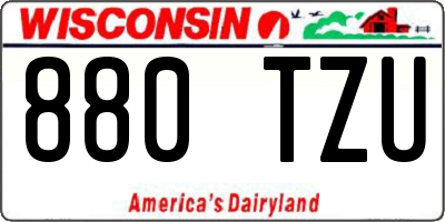 WI license plate 880TZU