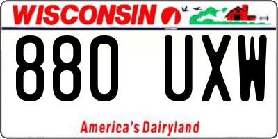 WI license plate 880UXW
