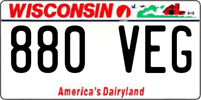 WI license plate 880VEG