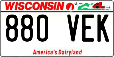 WI license plate 880VEK