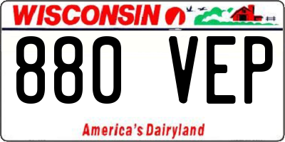 WI license plate 880VEP