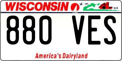 WI license plate 880VES