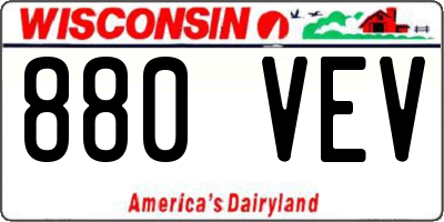 WI license plate 880VEV